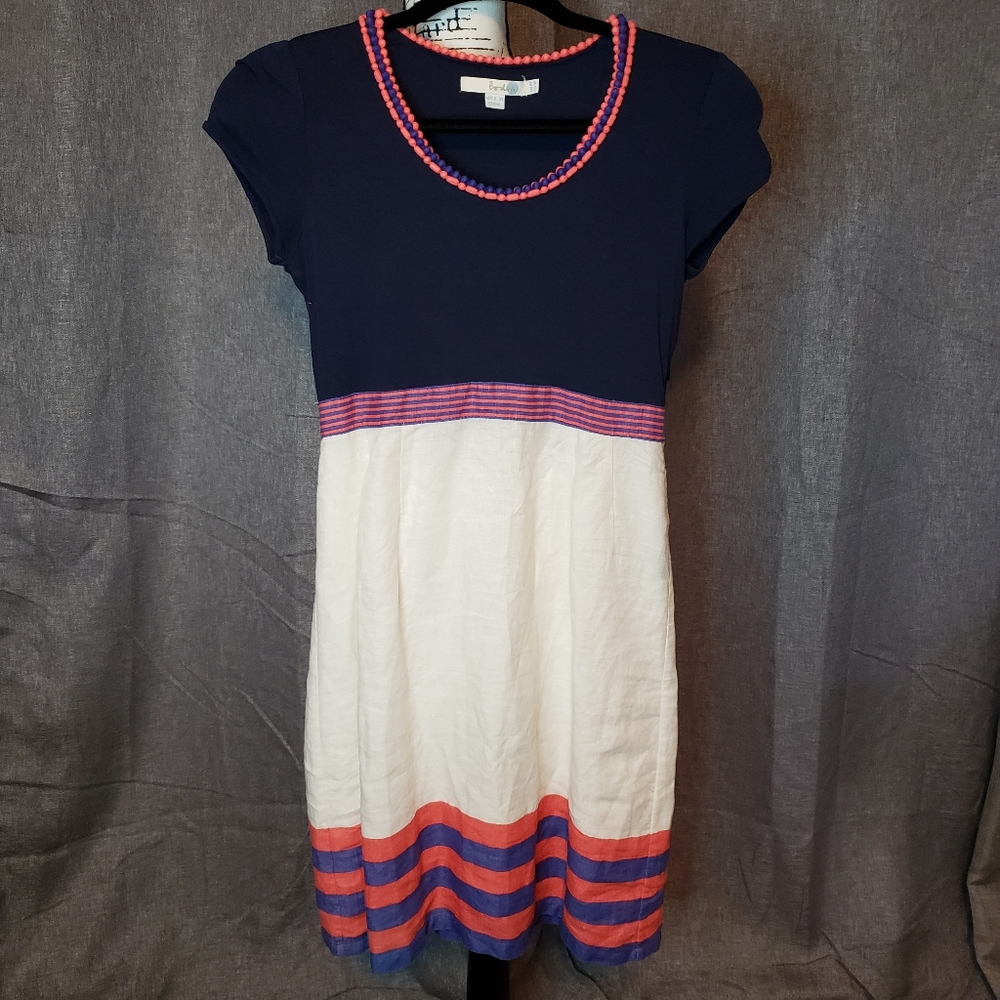 Boden Stripped 100% Linen Sheath Dress